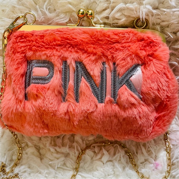 PINK  kiss lock cross body purse with strap included, purple, brown and orange - Picture 2 of 4